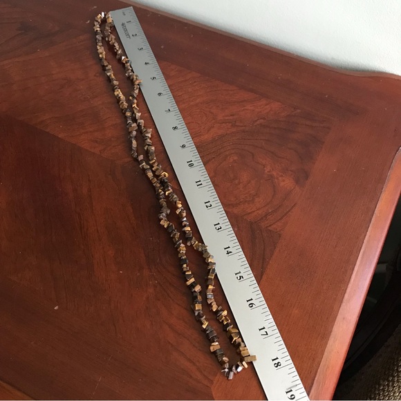 Necklace Tiger’s eye chip nuggets long necklace - Picture 3 of 3